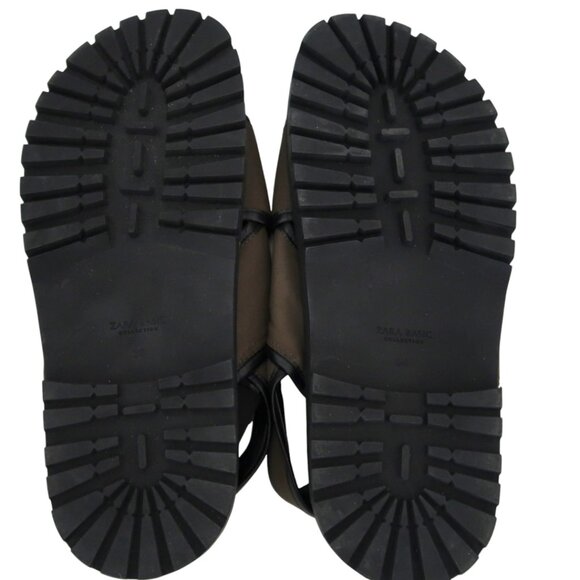 ZARA microfiber crisscross strap sandals NWT EU 39 US 8 Olive green - Picture 5 of 5